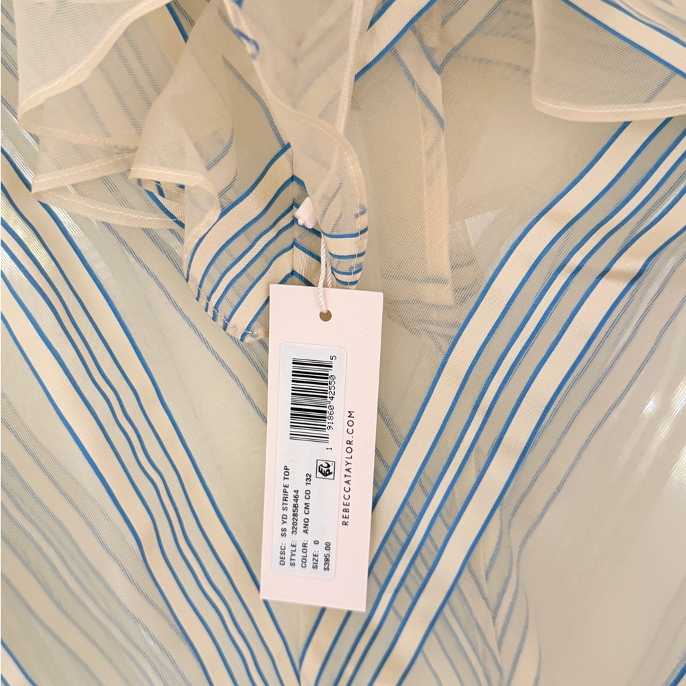 Rebecca Taylor Sheer Blouse with Blue Stripes